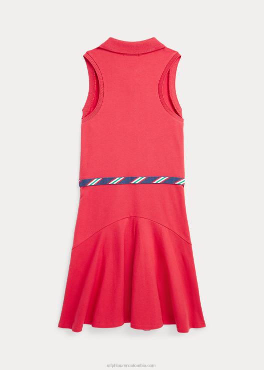 vestido tipo polo de malla elástica con ribete de grogrén niños estribor rojo Ralph Lauren 2XR2V6957