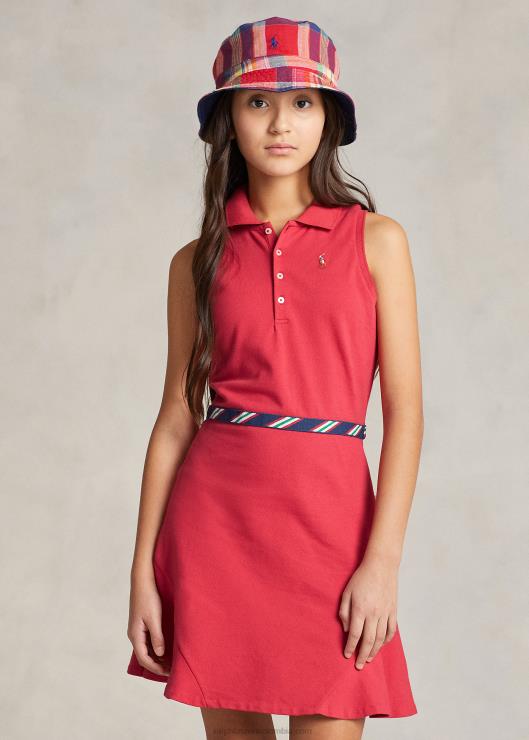 vestido tipo polo de malla elástica con ribete de grogrén niños estribor rojo Ralph Lauren 2XR2V6957