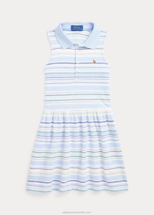 vestido tipo polo oxford tejido a rayas niños bebe azul Ralph Lauren 2XR2V6806