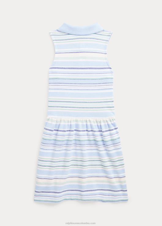 vestido tipo polo oxford tejido a rayas niños bebe azul Ralph Lauren 2XR2V6806