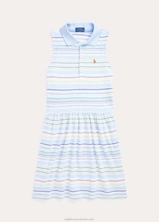 vestido tipo polo oxford tejido a rayas niños bebe azul Ralph Lauren 2XR2V9982