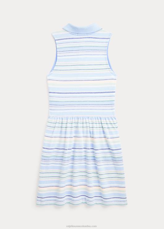 vestido tipo polo oxford tejido a rayas niños bebe azul Ralph Lauren 2XR2V9982