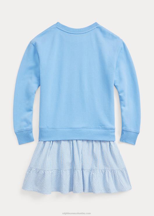 vestido tipo sudadera de polar y seersucker niños puerto isla azul Ralph Lauren 2XR2V7142