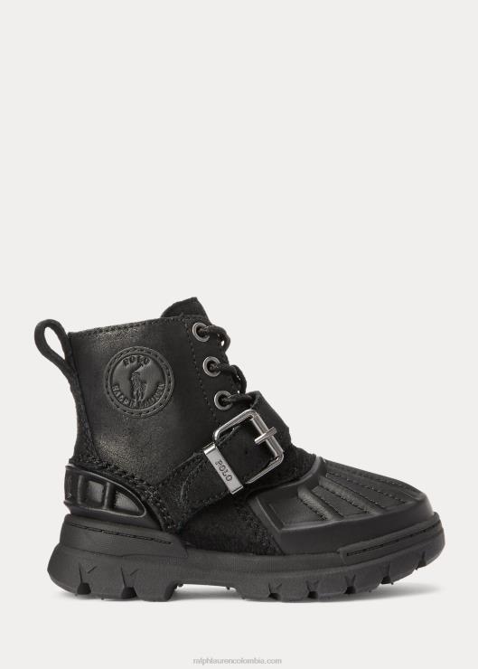 bota alta oslo de ante niños negro sobre negro Ralph Lauren 2XR2V6696