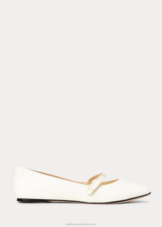 merceditas de cuero alyssa niños charol blanco Ralph Lauren 2XR2V7301