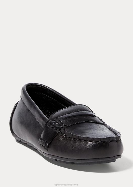 mocasines de cuero niños negro Ralph Lauren 2XR2V6358