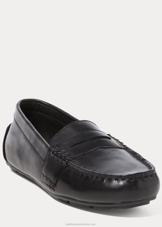 mocasines de cuero niños negro Ralph Lauren 2XR2V6386