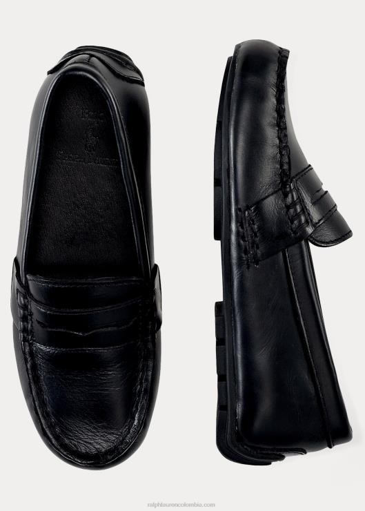 mocasines de cuero niños negro Ralph Lauren 2XR2V6386