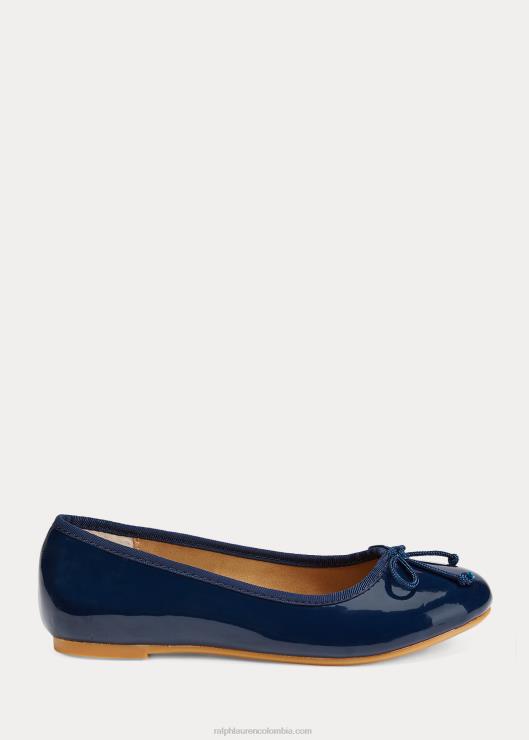 bailarinas de cuero nellie niños patente de la marina Ralph Lauren 2XR2V7287