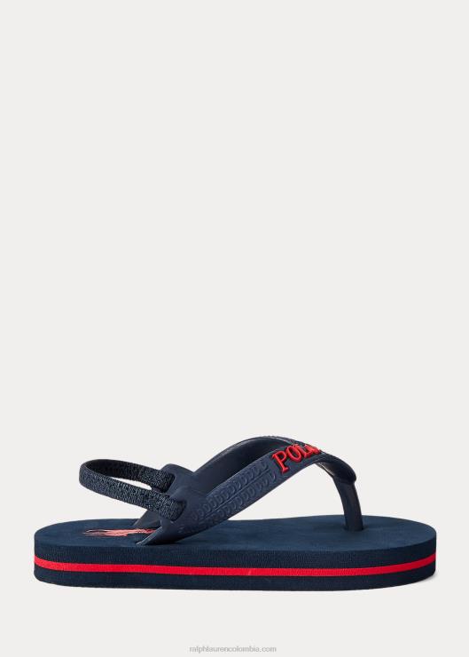 chanclas camino niños azul marino con rojo Ralph Lauren 2XR2V6350
