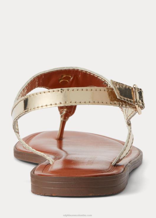 sandalias tierney iv metalizadas de piel sintética niños oro metalizado Ralph Lauren 2XR2V7294