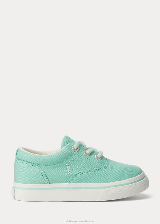 tenis keaton de sarga de algodón niños menta Ralph Lauren 2XR2V6343