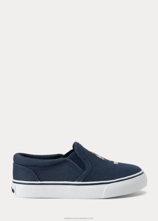 tenis sin cordones de lona con oso polo keaton niños Armada Ralph Lauren 2XR2V6341