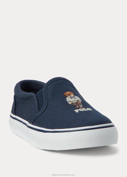 tenis sin cordones de lona con oso polo keaton niños Armada Ralph Lauren 2XR2V6341