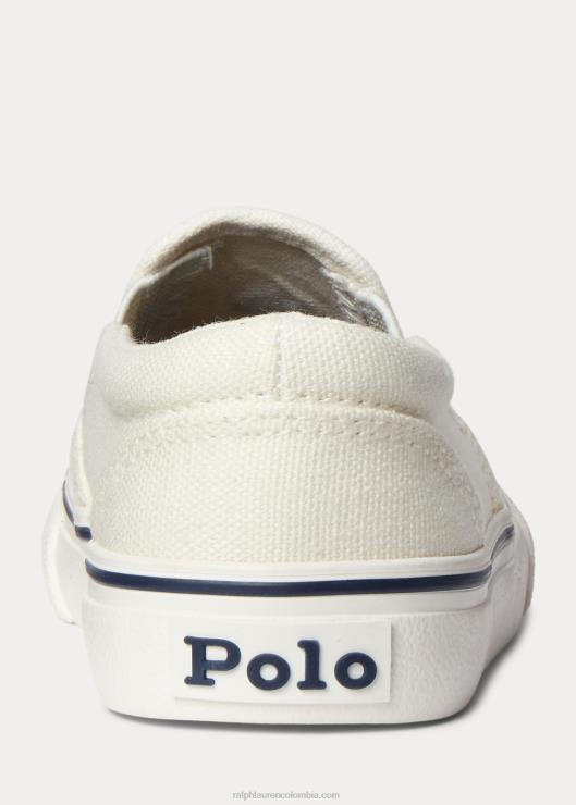 tenis sin cordones de lona con oso polo keaton niños crema de pergamino Ralph Lauren 2XR2V7647