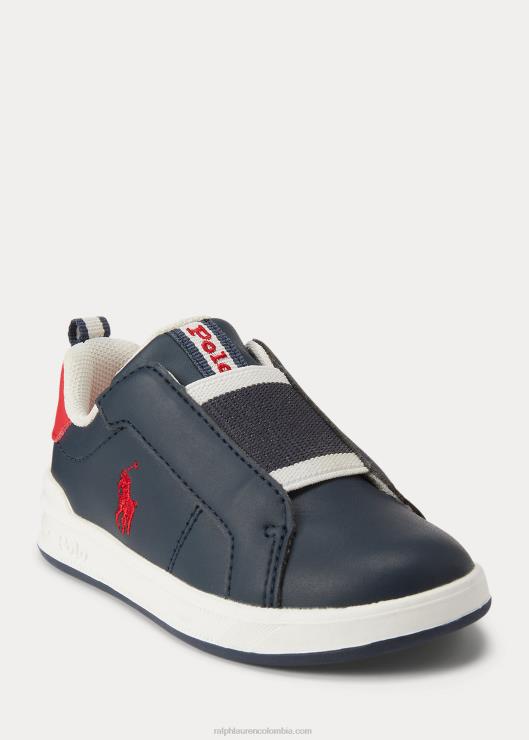 tenis sin cordones heritage court ii niños azul marino/rojo Ralph Lauren 2XR2V6337