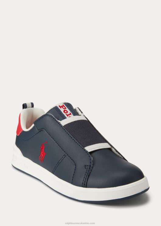 tenis sin cordones heritage court ii niños azul marino/rojo Ralph Lauren 2XR2V9875