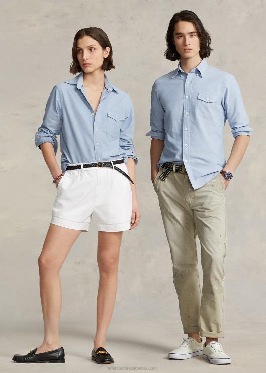 camisa oxford de corte personalizado unisexo azul Ralph Lauren 2XR2V935