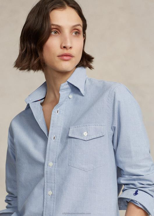 camisa oxford de corte personalizado unisexo azul Ralph Lauren 2XR2V935