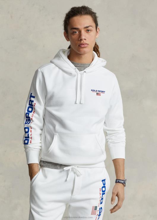 sudadera polar con capucha deportiva unisexo blanco Ralph Lauren 2XR2V3421