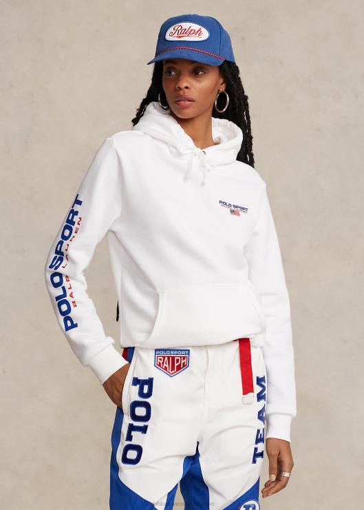 sudadera polar con capucha deportiva unisexo blanco Ralph Lauren 2XR2V3421