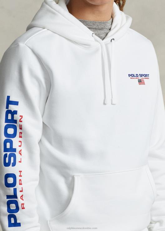 sudadera polar con capucha deportiva unisexo blanco Ralph Lauren 2XR2V3421