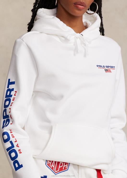 sudadera polar con capucha deportiva unisexo blanco Ralph Lauren 2XR2V3421