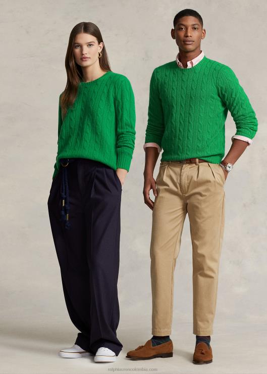 el icónico jersey de punto de ochos de cachemira unisexo charlie verde Ralph Lauren 2XR2V3396