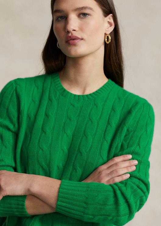 el icónico jersey de punto de ochos de cachemira unisexo charlie verde Ralph Lauren 2XR2V3396