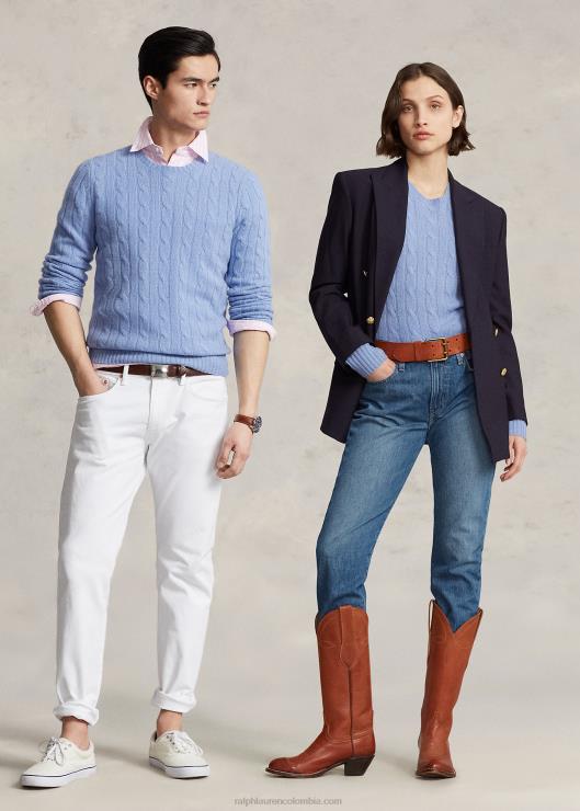 el icónico jersey de punto de ochos de cachemira unisexo nuevo litchfield azul Ralph Lauren 2XR2V3390