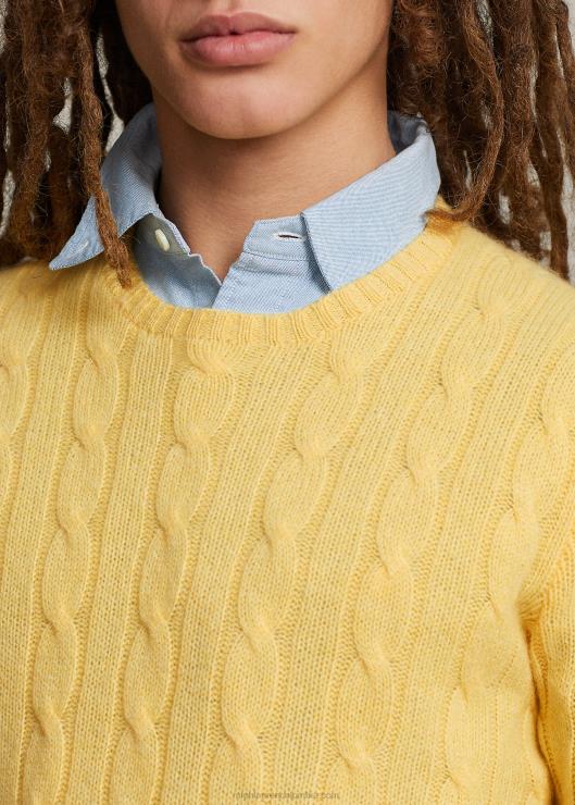 el icónico jersey de punto de ochos de cachemira unisexo otoño amarillo Ralph Lauren 2XR2V3397