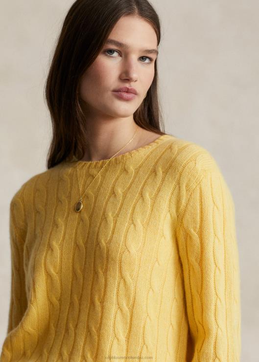 el icónico jersey de punto de ochos de cachemira unisexo otoño amarillo Ralph Lauren 2XR2V3397