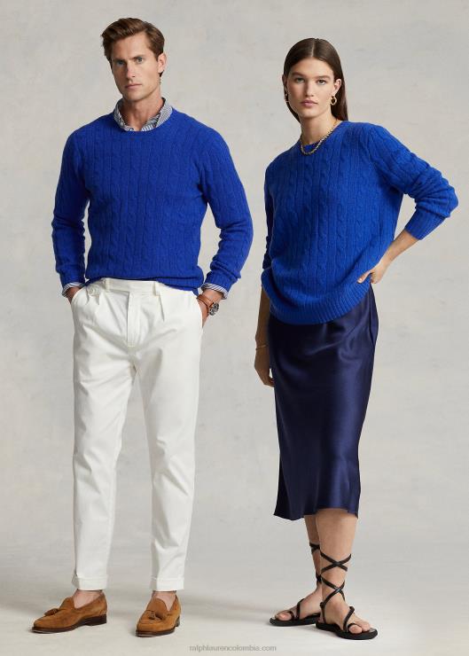 el icónico jersey de punto de ochos de cachemira unisexo profundo real Ralph Lauren 2XR2V3391