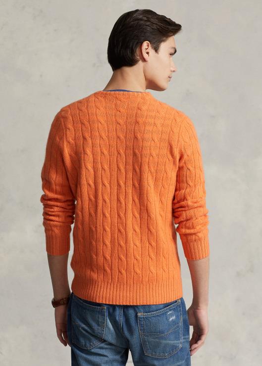 el icónico jersey de punto de ochos de cachemira unisexo sol naranja Ralph Lauren 2XR2V3398